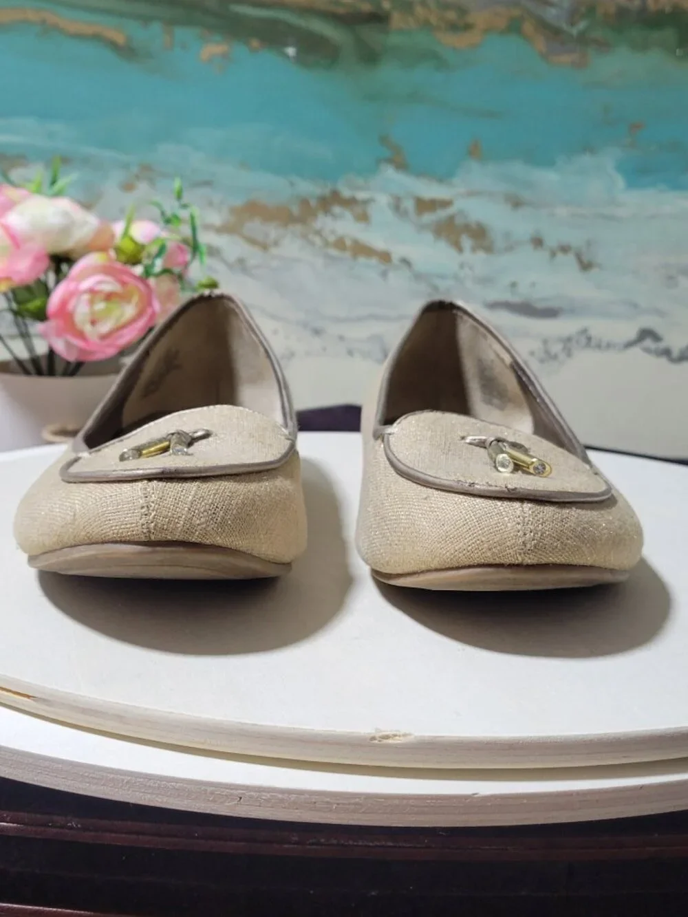 Dana Buchman Gold Fabric Dress Loafers [Item # SF01]